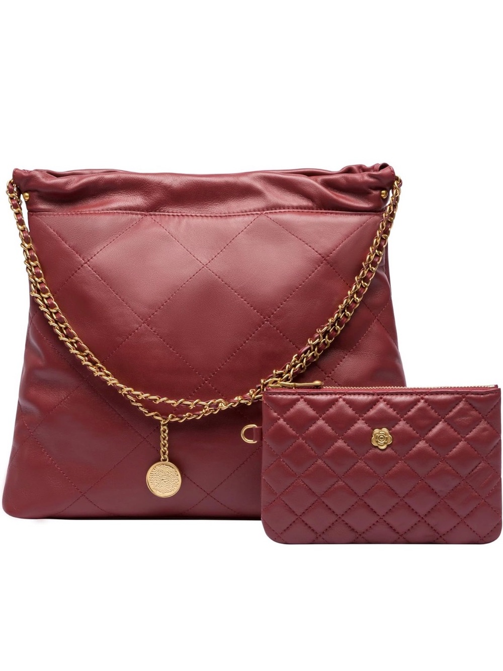 NWT Quilted Burgundy Genuine Leather Material Made Of Soft Lambskin Leather.